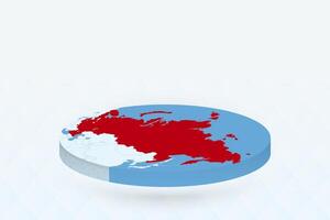 3D Isometric Map Highlighting Russia in Red. vector