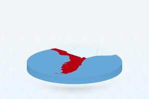 3D Isometric Map Highlighting Florida in Red. vector