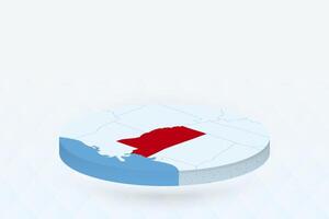3D Isometric Map Highlighting Mississippi in Red. vector