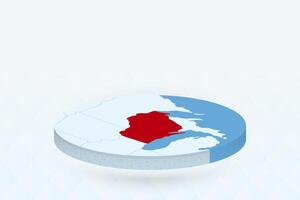 3D Isometric Map Highlighting Wisconsin in Red. vector