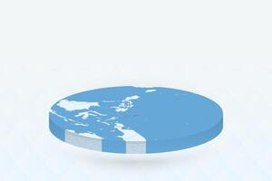 3D Isometric Map Highlighting Palau in Red. vector
