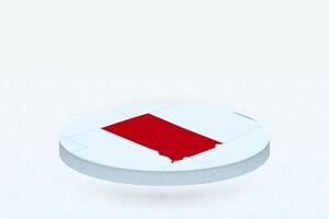 3D Isometric Map Highlighting South Dakota in Red. vector