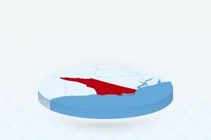 3D Isometric Map Highlighting North Carolina in Red. vector