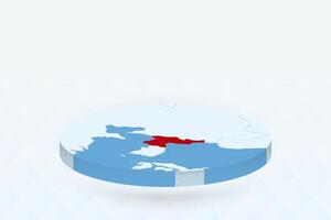 3D Isometric Map Highlighting North Korea in Red. vector