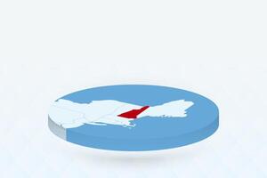 3D Isometric Map Highlighting New Hampshire in Red. vector