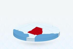 3D Isometric Map Highlighting Georgia in Red. vector