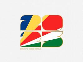 Abstract numbers 2025 with flag of Seychelles. vector