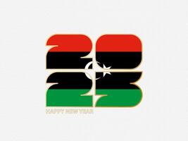 Abstract numbers 2025 with flag of Libya. vector