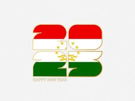 Abstract numbers 2025 with flag of Tajikistan. vector