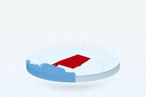 3D Isometric Map Highlighting Alabama in Red. vector