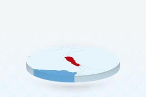 3D Isometric Map Highlighting Nepal in Red. vector