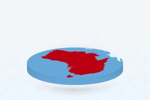 3D Isometric Map Highlighting Australia in Red. vector