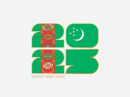Abstract numbers 2025 with flag of Turkmenistan. vector