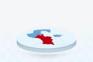 3D Isometric Map Highlighting Turkmenistan in Red. vector