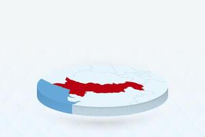 3D Isometric Map Highlighting Pakistan in Red. vector