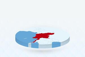 3D Isometric Map Highlighting Myanmar in Red. vector
