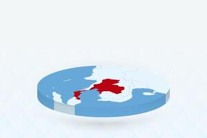 3D Isometric Map Highlighting Thailand in Red. vector
