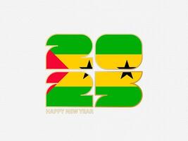 Abstract numbers 2025 with flag of Sao Tome and Principe. vector
