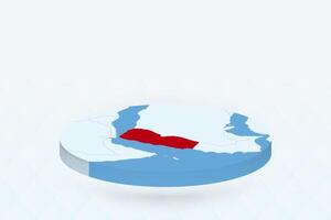 3D Isometric Map Highlighting Yemen in Red. vector