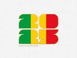 Abstract numbers 2025 with flag of Mali. vector