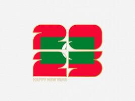 Abstract numbers 2025 with flag of Maldives. vector