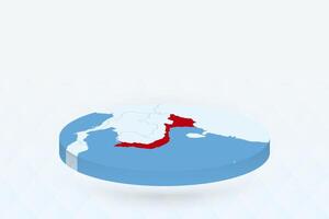 3D Isometric Map Highlighting Vietnam in Red. vector