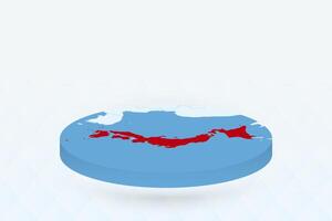 3D Isometric Map Highlighting Japan in Red. vector