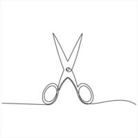 Scissor tool one line continuous single line art drawing illustration vector