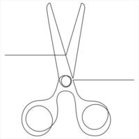 Scissor tool one line continuous single line art drawing style illustration vector