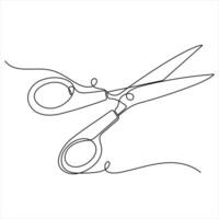 Scissor tool one line continuous single line art illustration vector