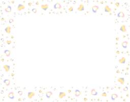Cute frame with blurred gradient multicoloured hearts. Romantic design for Valentine's Day, wedding and Mother's Day for postcard, web, banner, brochure. vector