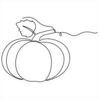 Pumpkin one line continuous single line art drawing of style illustration vector