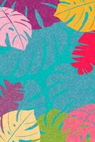 Summer background with leaves of monsters. vector