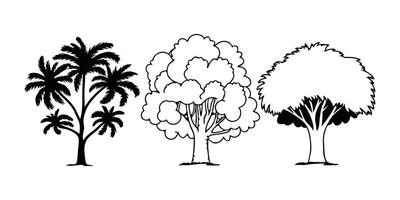 Silhouetted Forest Elegant Tree Sketches vector