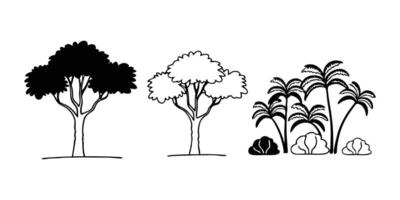 Linear Canopies Artistic Tree Silhouettes vector