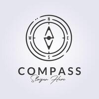 outline compass logo illustration design, simple minimal compass line logo design vector