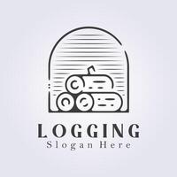 simple badge logging logo illustration design, outline logs logo design vector