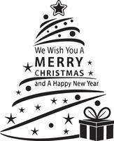 A black and white Christmas tree-shaped design vector