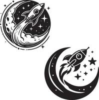 rocket silhouette icon set style white background vector