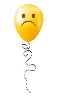 Emoji balloon with frowning sad face Yellow emoji smile