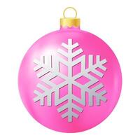 Pink Christmas tree ball with snowflake vector