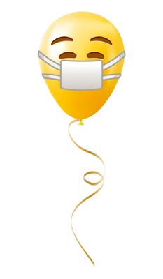 Emoji balloon with medical mask face Yellow emoji smile
