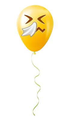 Emoji balloon with sneezing face Yellow emoji smile