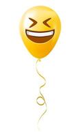 Emoji balloon with smiling face with open mouth and closed eyes Yellow emoji smile vector