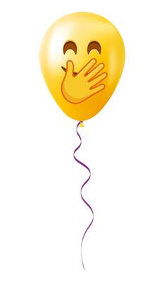Emoji balloon with smiling face with hand Yellow emoji smile