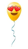 Emoji balloon with smiling face with heart eyes Yellow emoji smile vector