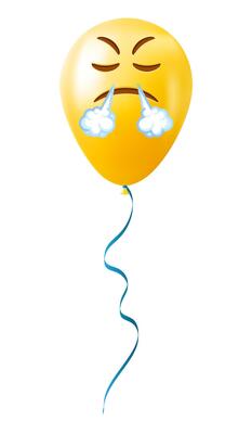 Emoji balloon with an expression of displeasure face Yellow emoji smile