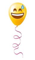 Emoji balloon with smiling face in cold sweat with open mouth Yellow emoji smile vector