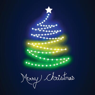 Christmas greeting poster set design. Merry christmas greeting text in colorful printed background with gift box, holly berry and spruce leaves elements. illustration invitation card