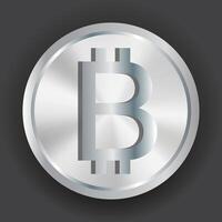 Bitcoin icon. Crypto currency symbol. Blockchain secure cryptocurrency. Crypto currency silver coin bitcoin symbol isolated on white background. Silver coin. Blockchain symbol. Money symbol. vector